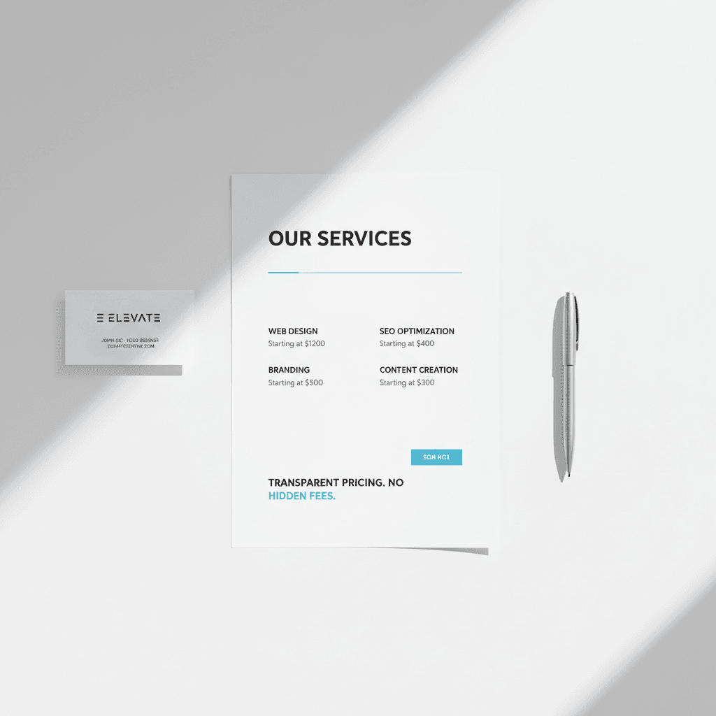 Website-Mockup mit klarer Strukturierung